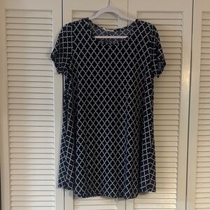Navy Geometric Print Short Sleeve Women's Dress